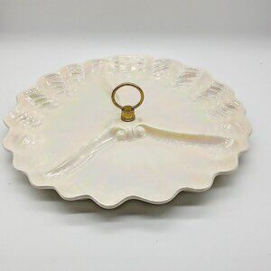 Vintage Maddux of California USA Round Iridescent Pearl Serving Tray